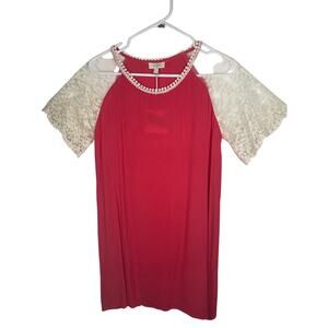 UMGEE CORAL & LACE TUNIC TOP BLOUSE Size Size S